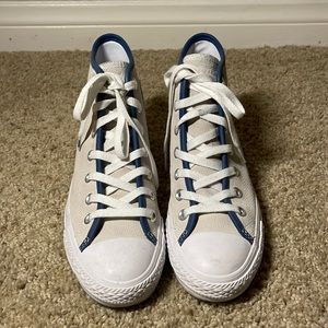 Converse high top sneakers white and blue